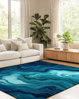 Aqua Merge Abstract Rug | Nature - Inspired Rug by districtoasis