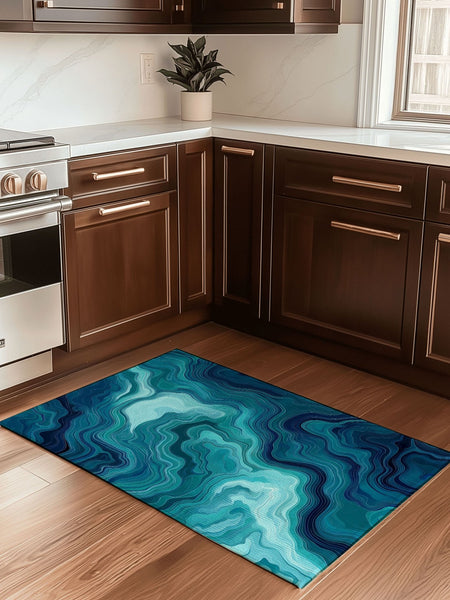 Aqua Merge Abstract Rug | Nature - Inspired Rug by districtoasis