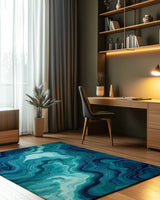 Aqua Merge Abstract Rug | Nature - Inspired Rug by districtoasis