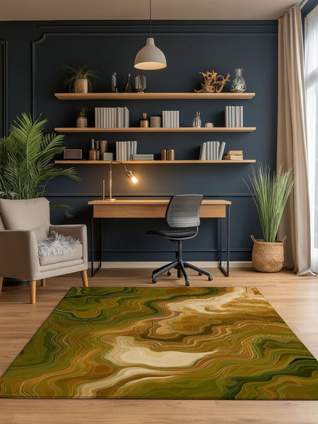Aqua Merge Abstract Rug | Nature - Inspired Rug by districtoasis