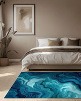 Aqua Merge Abstract Rug | Nature - Inspired Rug by districtoasis