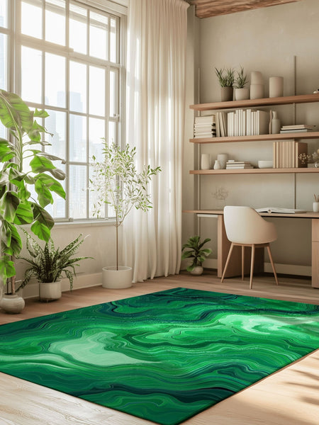 Aqua Merge Abstract Rug | Nature - Inspired Rug by districtoasis