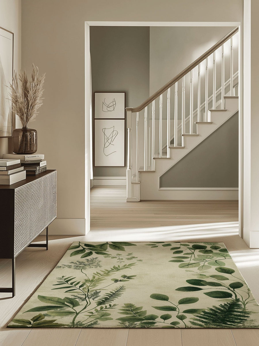 Botanical Bliss Minimalist Rug | Nature - Inspired Rug by districtoasis