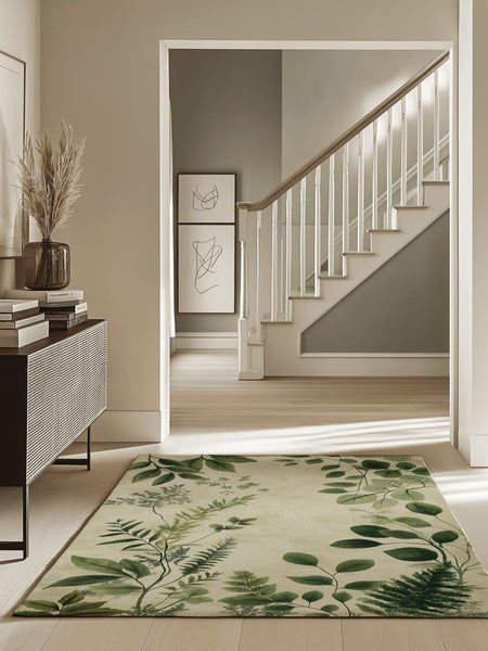Botanical Bliss Minimalist Rug | Nature - Inspired Rug by districtoasis