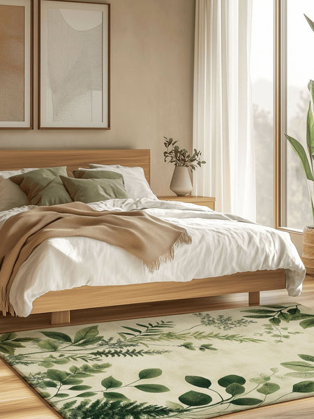 Botanical Bliss Minimalist Rug | Nature - Inspired Rug by districtoasis