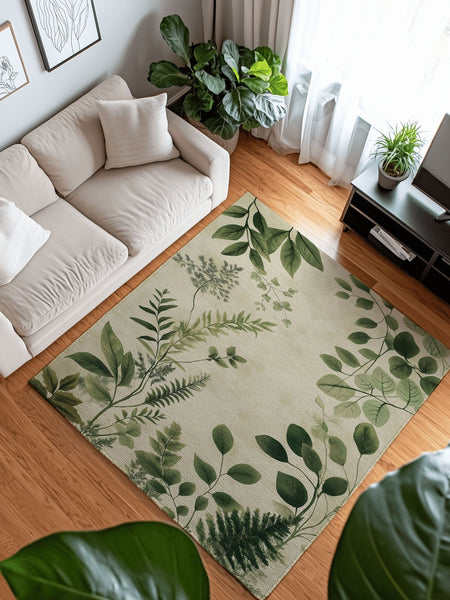 Botanical Bliss Minimalist Rug | Nature - Inspired Rug by districtoasis