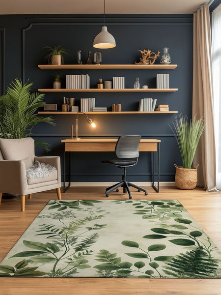 Botanical Bliss Minimalist Rug | Nature - Inspired Rug by districtoasis
