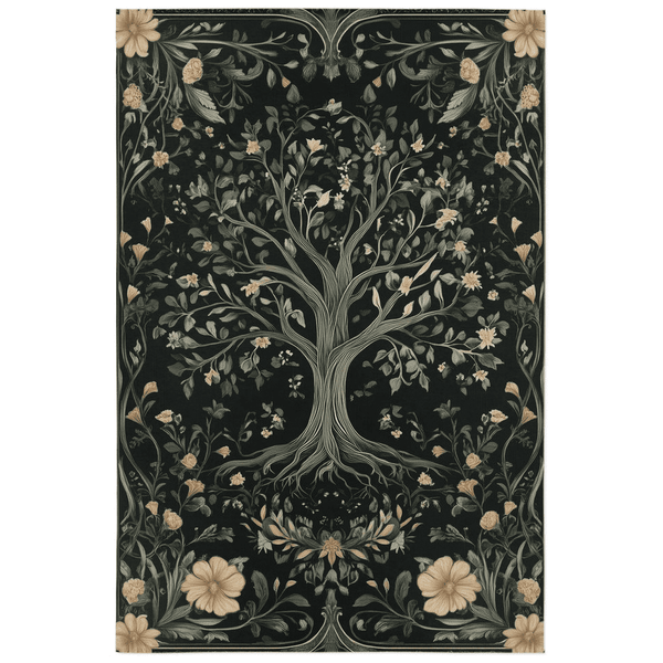 English Cottage Tree of Life Rug – Timeless Garden Charm, Soft & Rooted | Nature - Inspired Rug by districtoasis