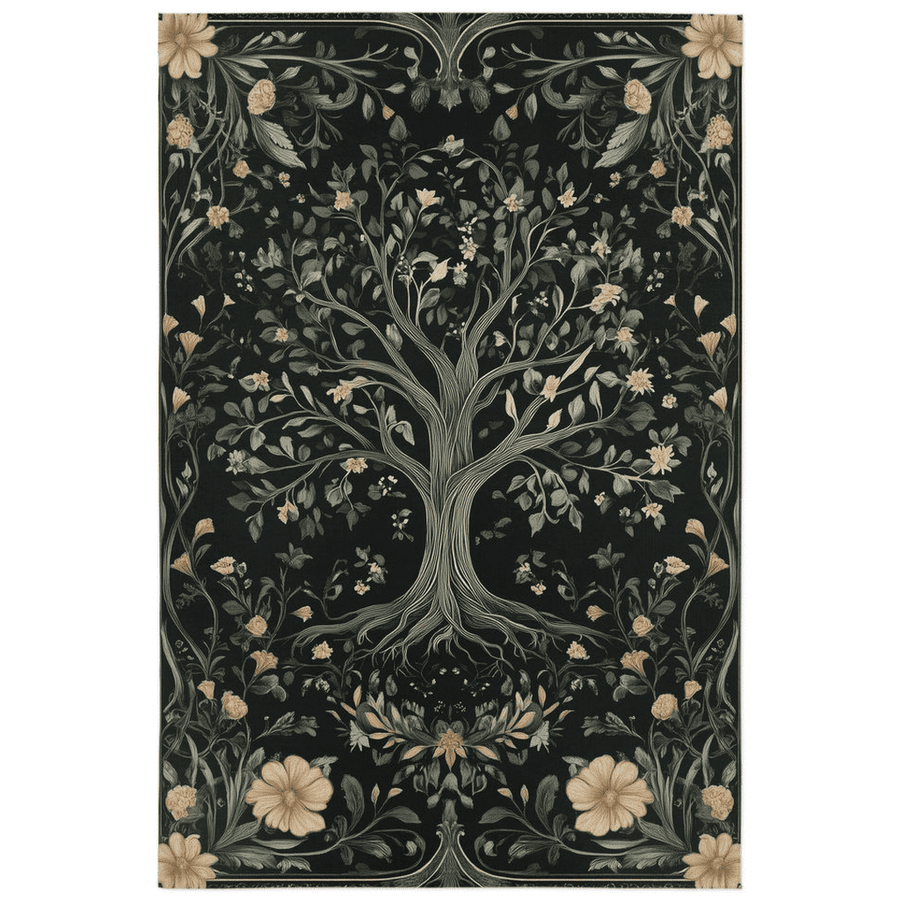 English Cottage Tree of Life Rug – Timeless Garden Charm, Soft & Rooted | Nature - Inspired Rug by districtoasis