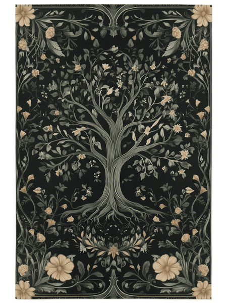 English Cottage Tree of Life Rug – Timeless Garden Charm, Soft & Rooted | Nature - Inspired Rug by districtoasis