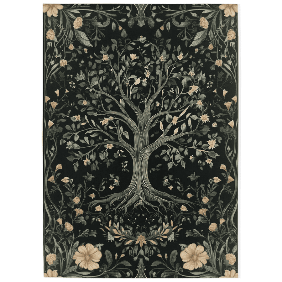 English Cottage Tree of Life Rug – Timeless Garden Charm, Soft & Rooted | Nature - Inspired Rug by districtoasis
