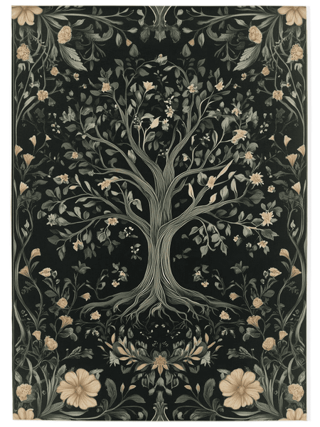 English Cottage Tree of Life Rug – Timeless Garden Charm, Soft & Rooted | Nature - Inspired Rug by districtoasis