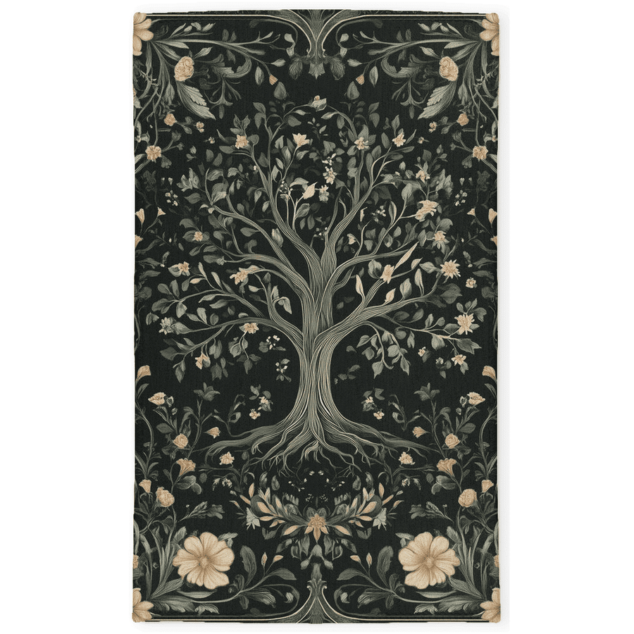 English Cottage Tree of Life Rug – Timeless Garden Charm, Soft & Rooted | Nature - Inspired Rug by districtoasis