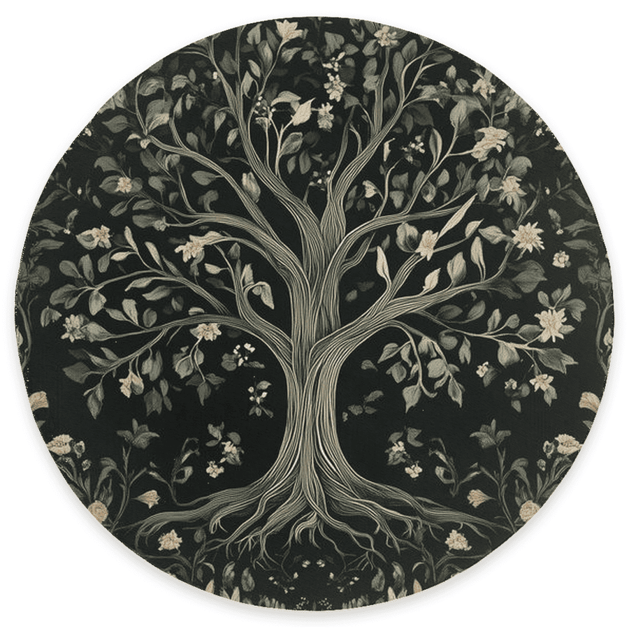 English Cottage Tree of Life Rug – Timeless Garden Charm, Soft & Rooted | Nature - Inspired Rug by districtoasis