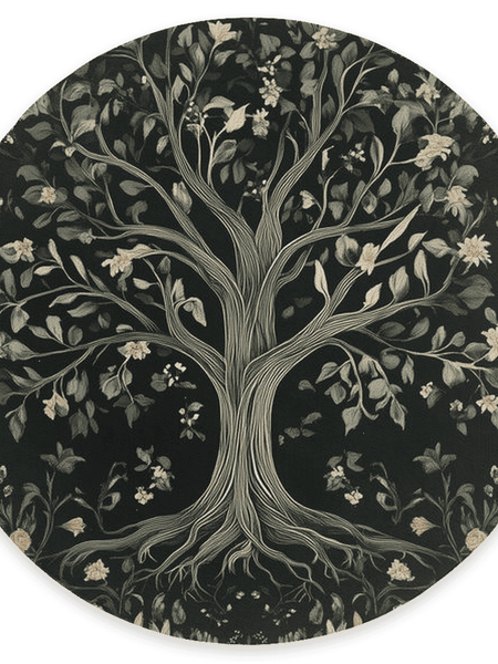 English Cottage Tree of Life Rug – Timeless Garden Charm, Soft & Rooted | Nature - Inspired Rug by districtoasis