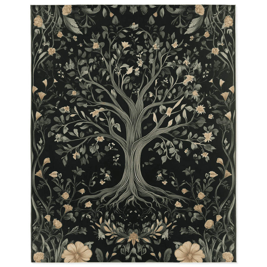 English Cottage Tree of Life Rug – Timeless Garden Charm, Soft & Rooted | Nature - Inspired Rug by districtoasis
