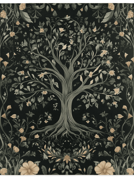 English Cottage Tree of Life Rug – Timeless Garden Charm, Soft & Rooted | Nature - Inspired Rug by districtoasis