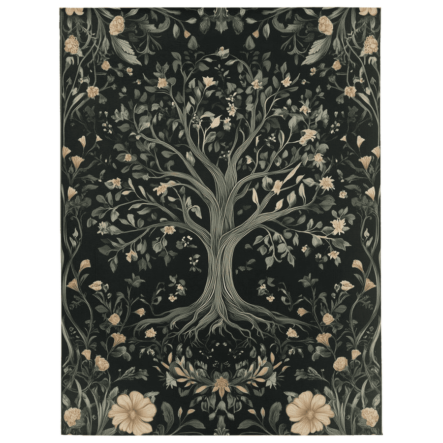 English Cottage Tree of Life Rug – Timeless Garden Charm, Soft & Rooted | Nature - Inspired Rug by districtoasis