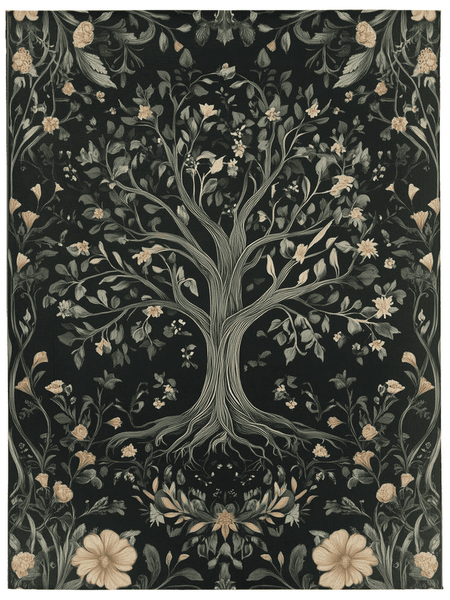 English Cottage Tree of Life Rug – Timeless Garden Charm, Soft & Rooted | Nature - Inspired Rug by districtoasis