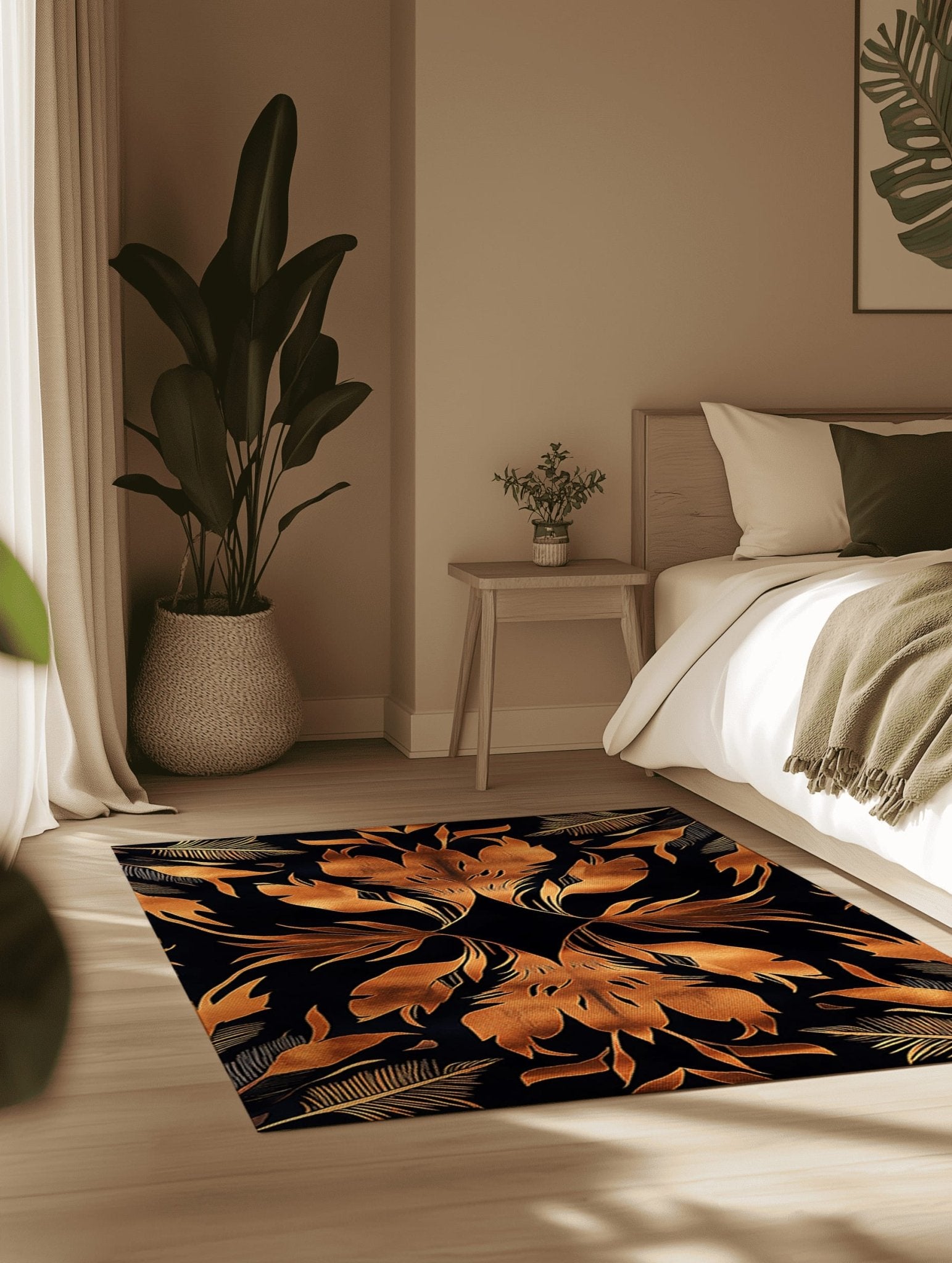 Golden Feather Radiance Rug | Nature - Inspired Rug by districtoasis