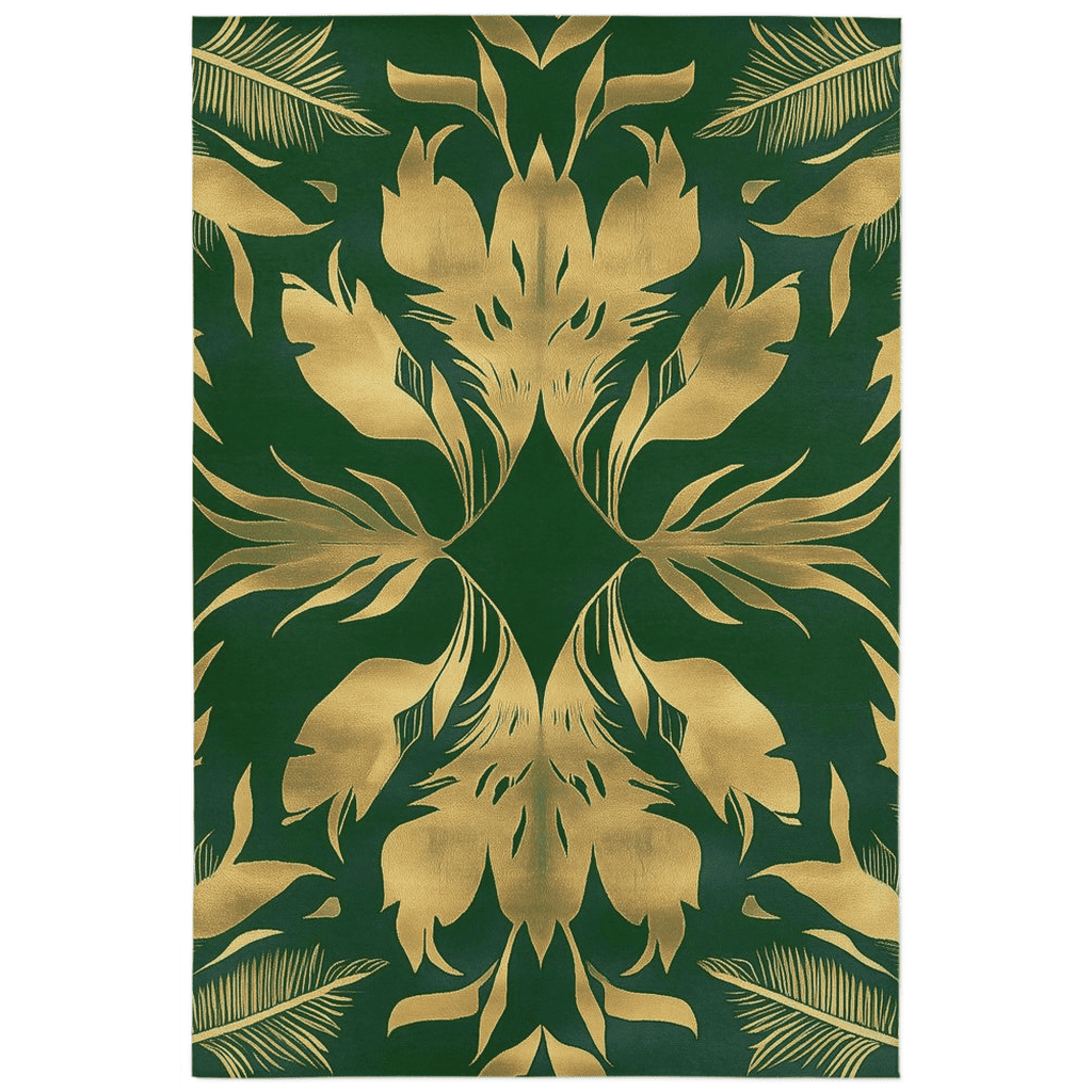 Golden Feather Radiance Rug – Bold Feather Design, Soft & Durable | Nature - Inspired Rug by districtoasis