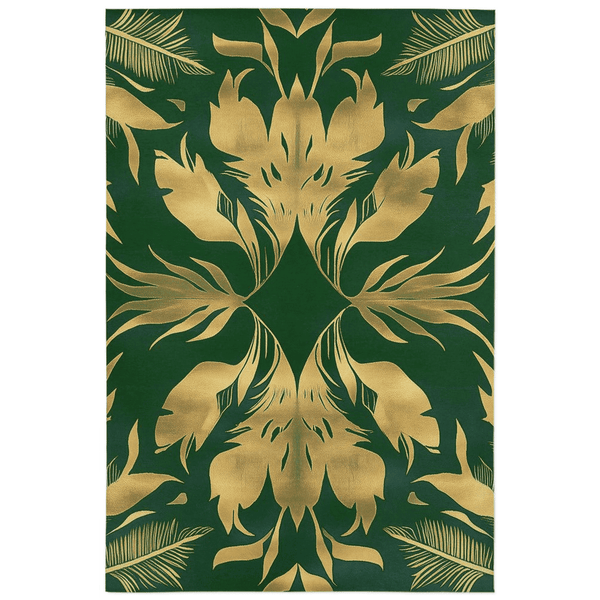 Golden Feather Radiance Rug – Bold Feather Design, Soft & Durable | Nature - Inspired Rug by districtoasis