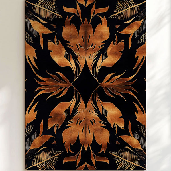 Golden Feather Radiance Rug – Bold Feather Design, Soft & Durable | Nature - Inspired Rug by districtoasis