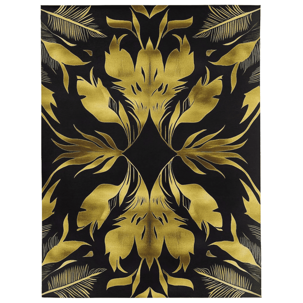Golden Feather Radiance Rug – Bold Feather Design, Soft & Durable | Nature - Inspired Rug by districtoasis