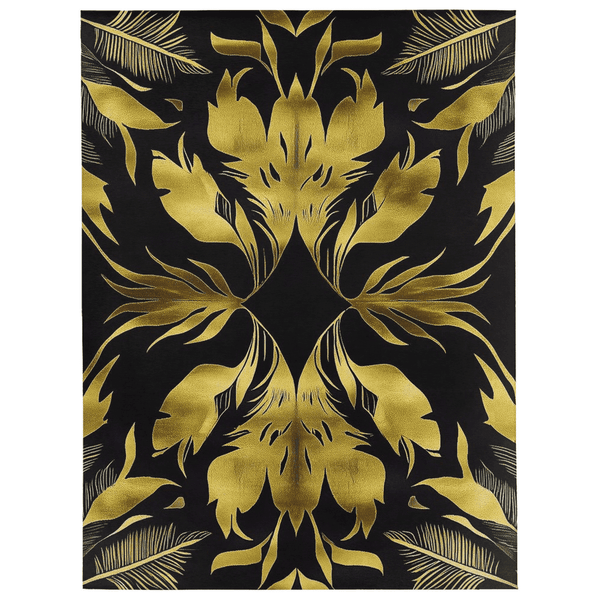 Golden Feather Radiance Rug – Bold Feather Design, Soft & Durable | Nature - Inspired Rug by districtoasis