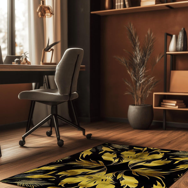 Golden Feather Radiance Rug – Bold Feather Design, Soft & Durable | Nature - Inspired Rug by districtoasis