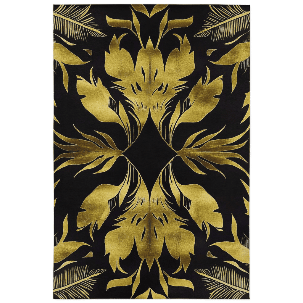 Golden Feather Radiance Rug – Bold Feather Design, Soft & Durable | Nature - Inspired Rug by districtoasis
