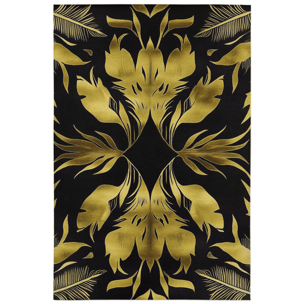 Golden Feather Radiance Rug – Bold Feather Design, Soft & Durable | Nature - Inspired Rug by districtoasis