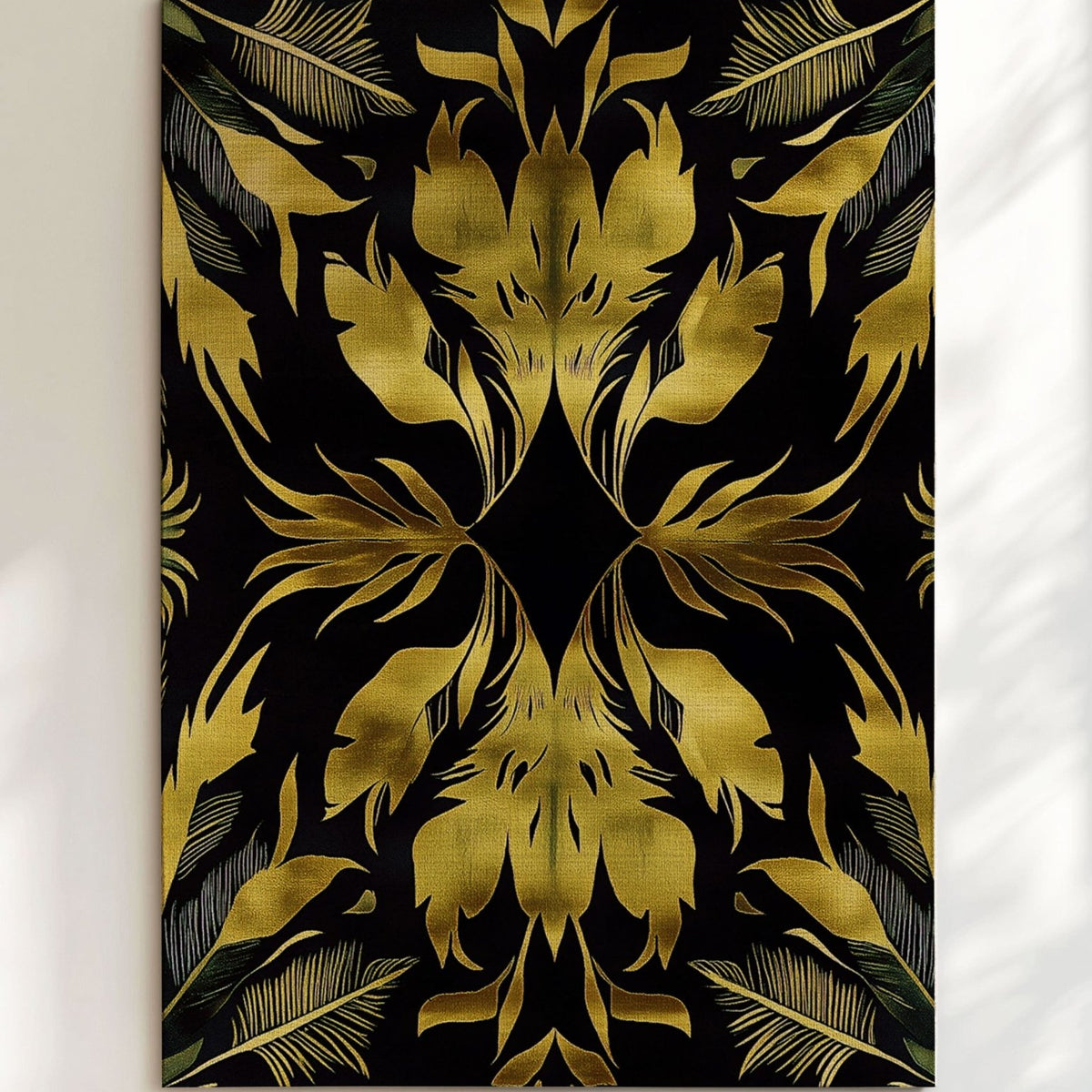 Golden Feather Radiance Rug – Bold Feather Design, Soft & Durable | Nature - Inspired Rug by districtoasis