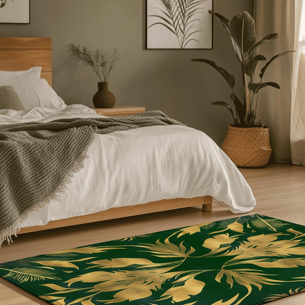 Golden Feather Radiance Rug – Bold Feather Design, Soft & Durable | Nature - Inspired Rug by districtoasis