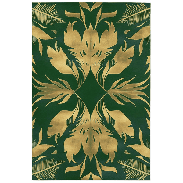 Golden Feather Radiance Rug – Bold Feather Design, Soft & Durable | Nature - Inspired Rug by districtoasis