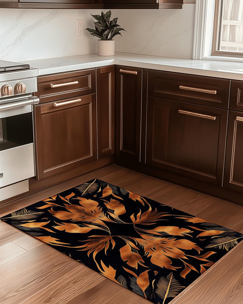 Golden Feather Radiance Rug – Bold Feather Design, Soft & Durable | Nature - Inspired Rug by districtoasis