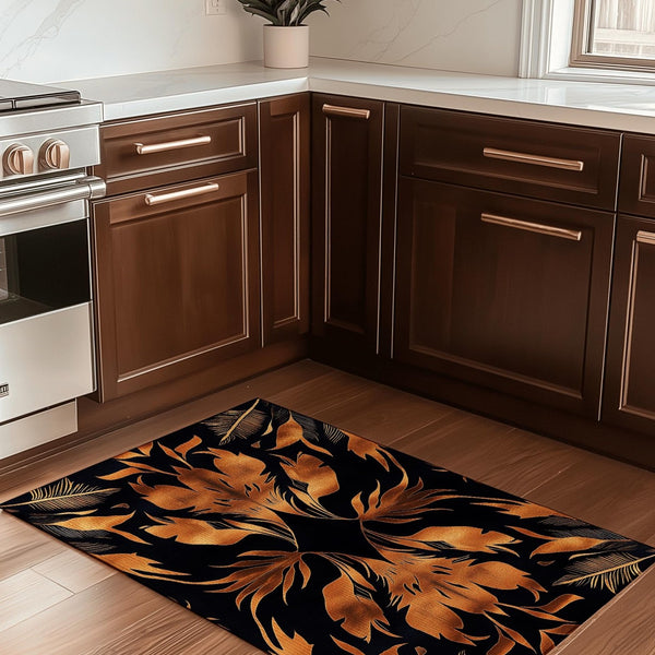 Golden Feather Radiance Rug – Bold Feather Design, Soft & Durable | Nature - Inspired Rug by districtoasis