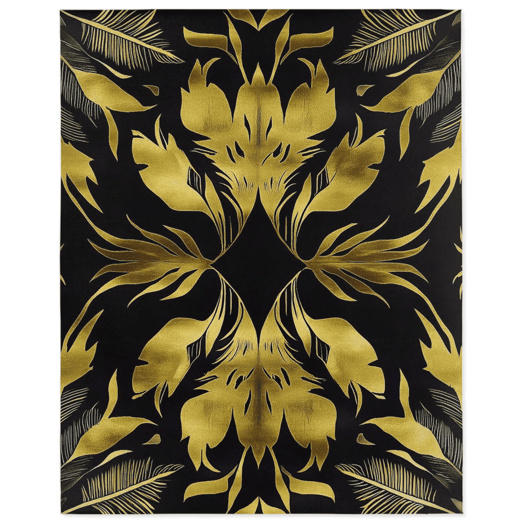 Golden Feather Radiance Rug – Bold Feather Design, Soft & Durable | Nature - Inspired Rug by districtoasis