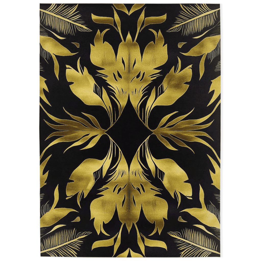 Golden Feather Radiance Rug – Bold Feather Design, Soft & Durable | Nature - Inspired Rug by districtoasis