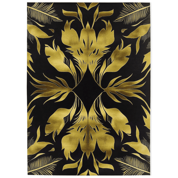 Golden Feather Radiance Rug – Bold Feather Design, Soft & Durable | Nature - Inspired Rug by districtoasis