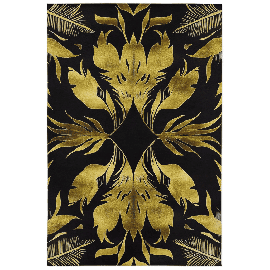 Golden Feather Radiance Rug – Bold Feather Design, Soft & Durable | Nature - Inspired Rug by districtoasis