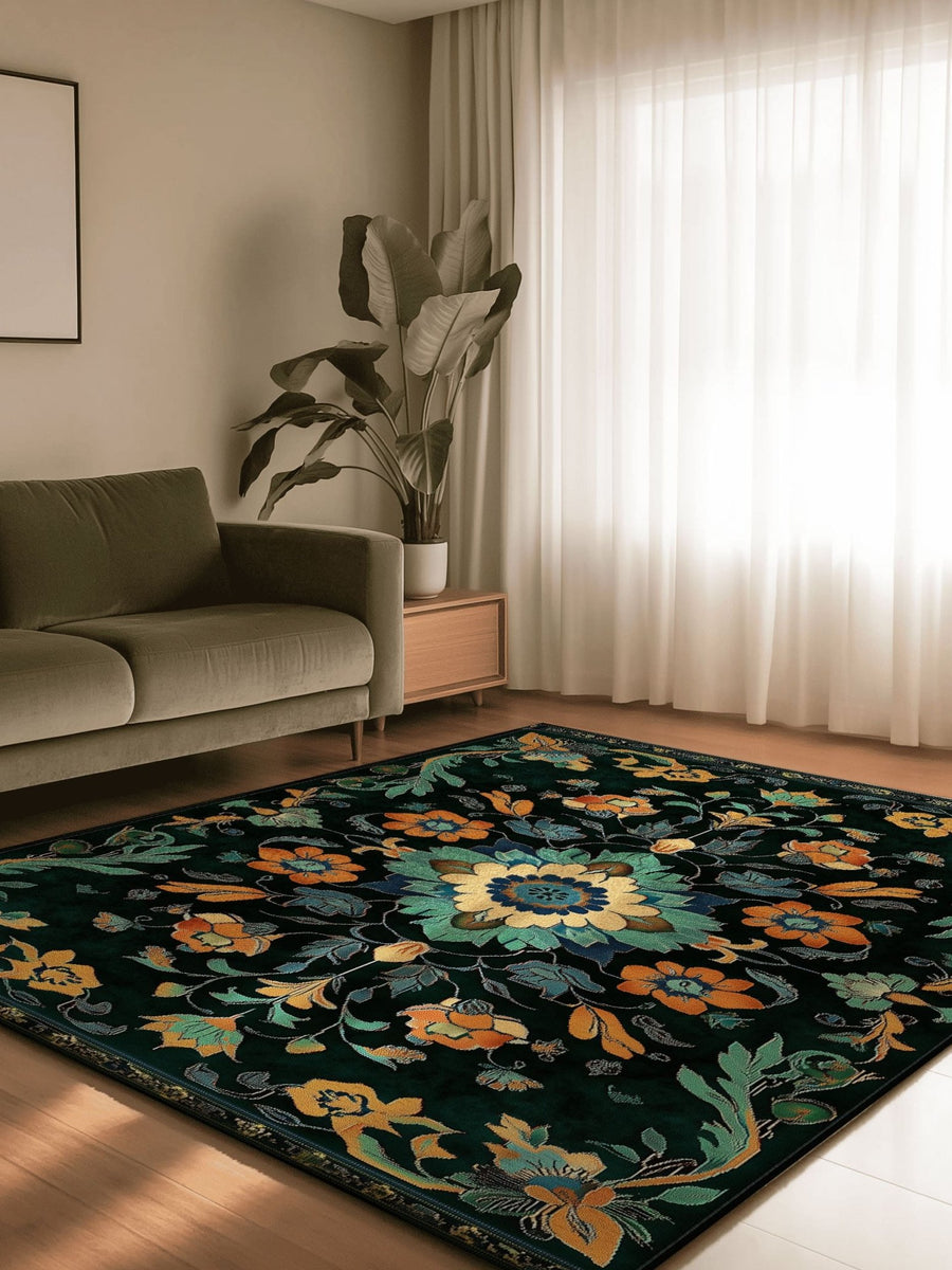 Kazakh Bloom Elegance Rug – Traditional Floral Design, Rich & Refined | Nature - Inspired Rug by districtoasis