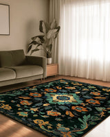 Kazakh Bloom Elegance Rug – Traditional Floral Design, Rich & Refined | Nature - Inspired Rug by districtoasis