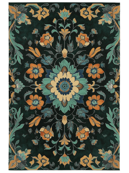 Kazakh Bloom Elegance Rug – Traditional Floral Design, Rich & Refined | Nature - Inspired Rug by districtoasis
