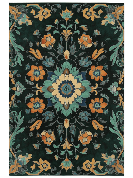 Kazakh Bloom Elegance Rug – Traditional Floral Design, Rich & Refined | Nature - Inspired Rug by districtoasis