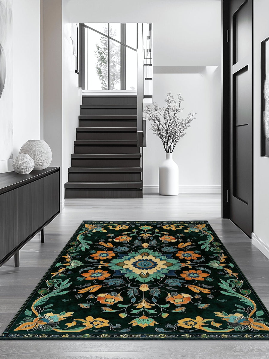 Kazakh Bloom Elegance Rug – Traditional Floral Design, Rich & Refined | Nature - Inspired Rug by districtoasis