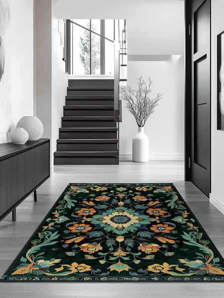 Kazakh Bloom Elegance Rug – Traditional Floral Design, Rich & Refined | Nature - Inspired Rug by districtoasis