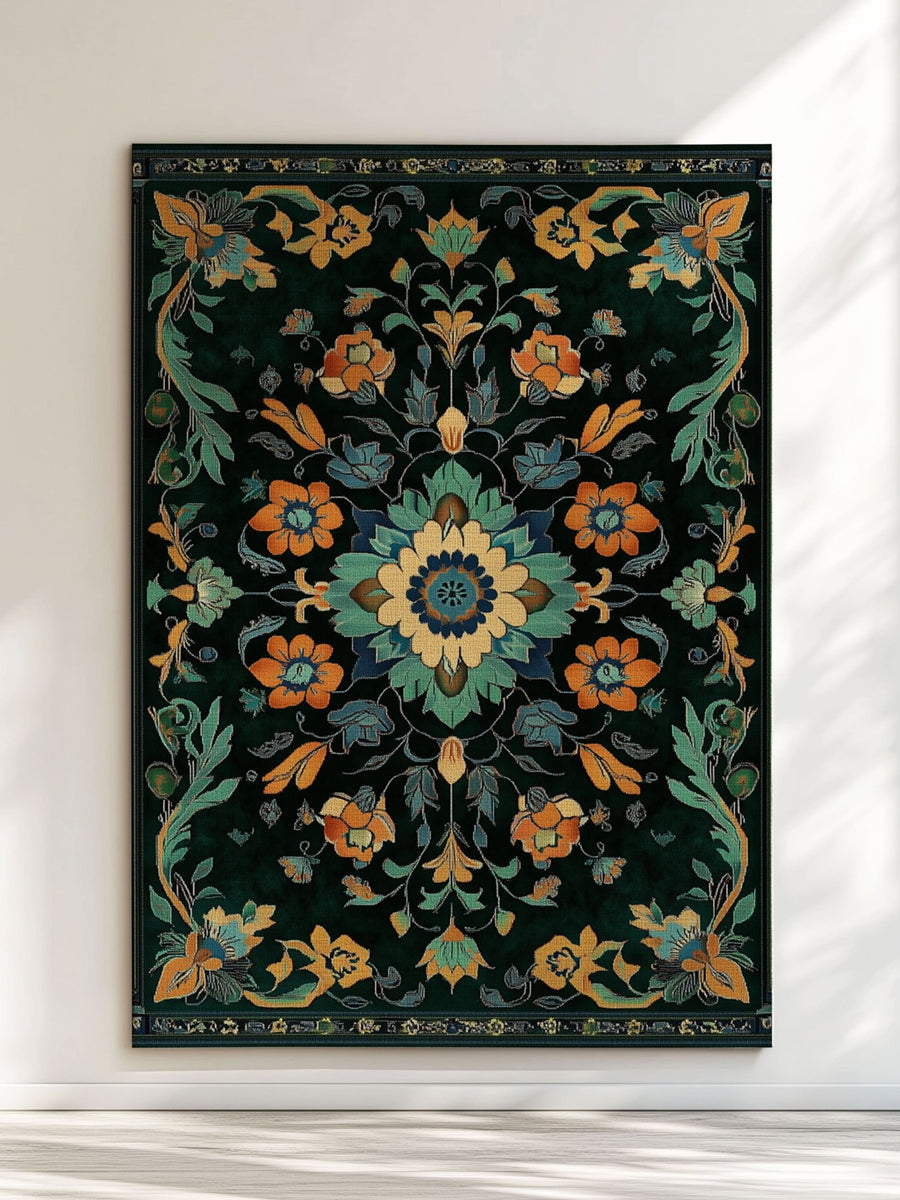 Kazakh Bloom Elegance Rug – Traditional Floral Design, Rich & Refined | Nature - Inspired Rug by districtoasis