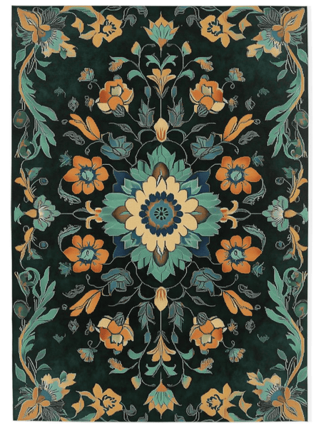 Kazakh Bloom Elegance Rug – Traditional Floral Design, Rich & Refined | Nature - Inspired Rug by districtoasis