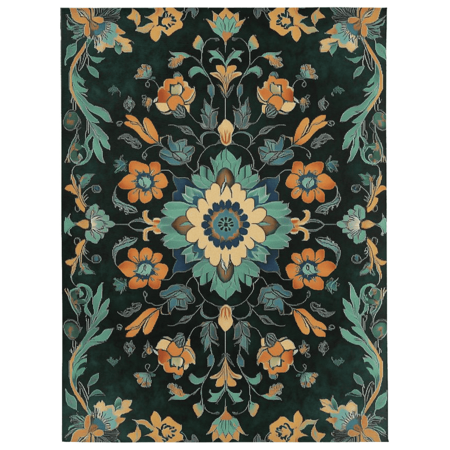Kazakh Bloom Elegance Rug – Traditional Floral Design, Rich & Refined | Nature - Inspired Rug by districtoasis